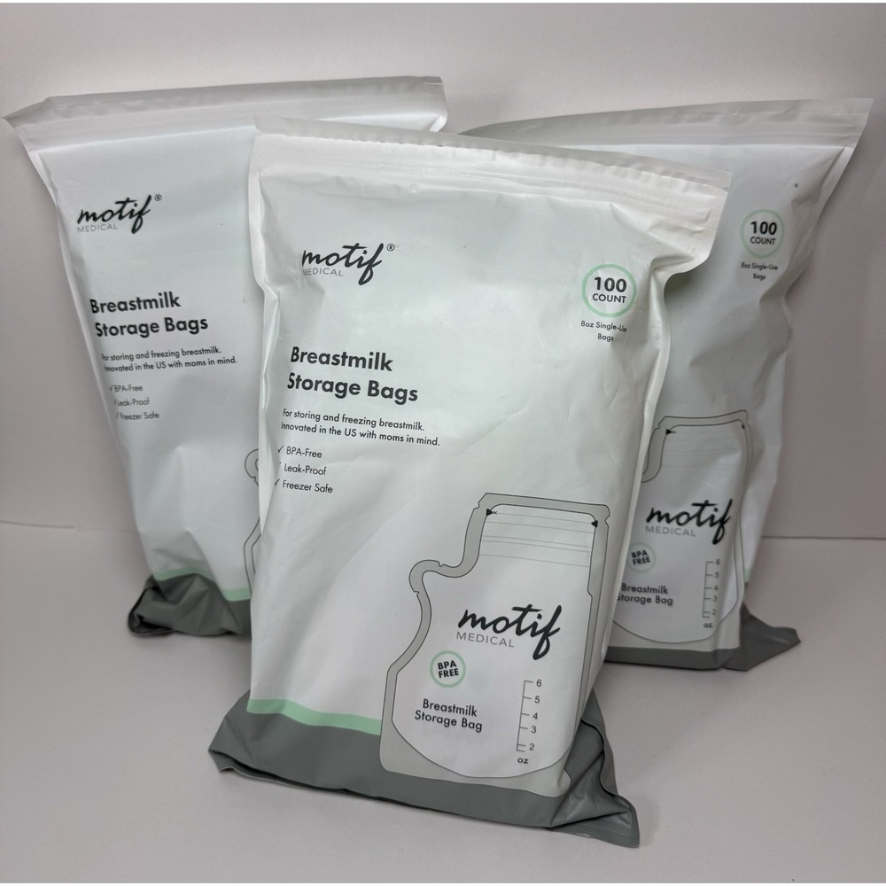 motif Breastmilk Storage Bags 300 Count BPA-Free Leak Proof Freezer Safe Pouch